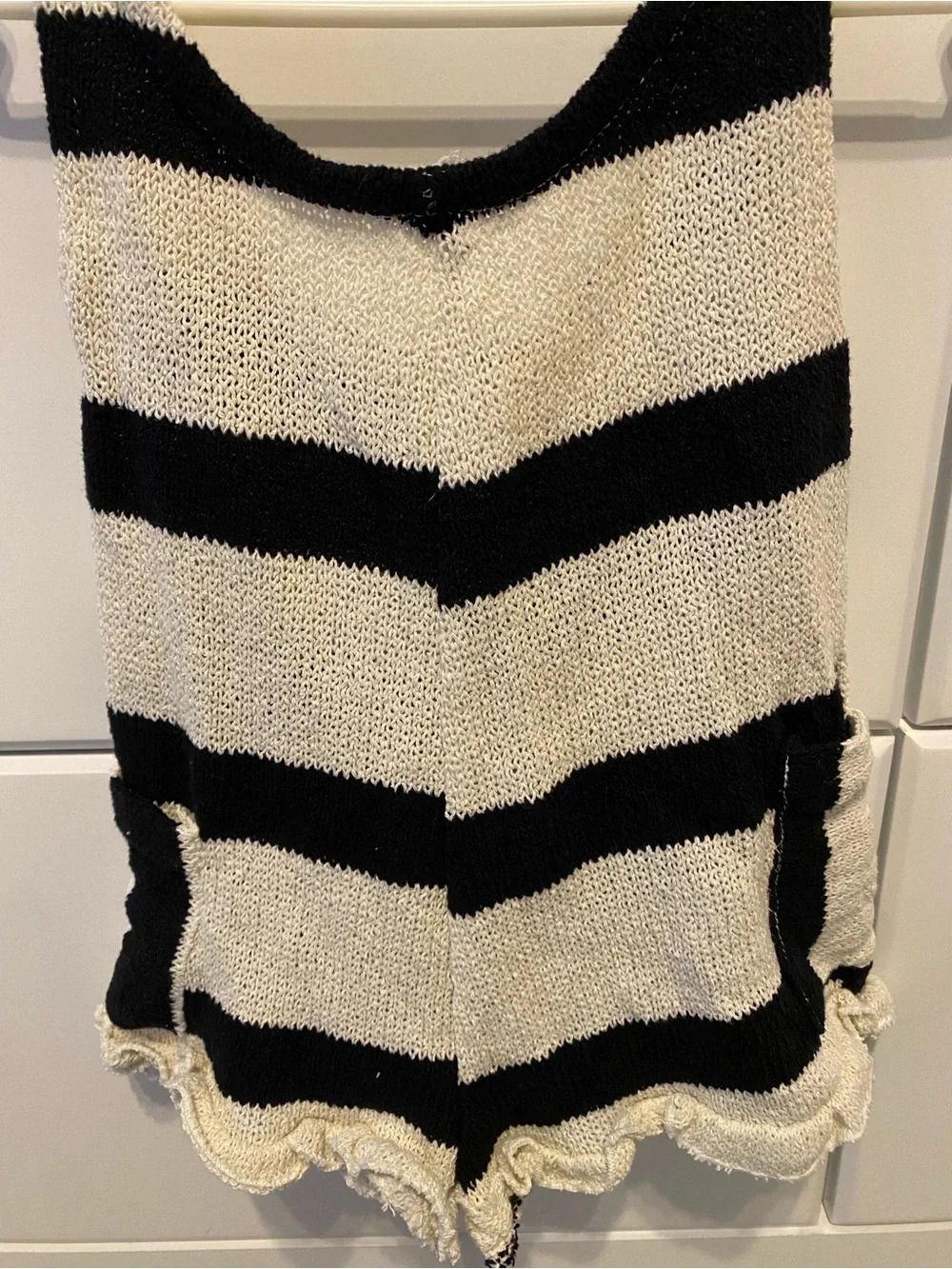 Zara Cream and Black Striped Knit Romper / Size 2-3Y / VGUC